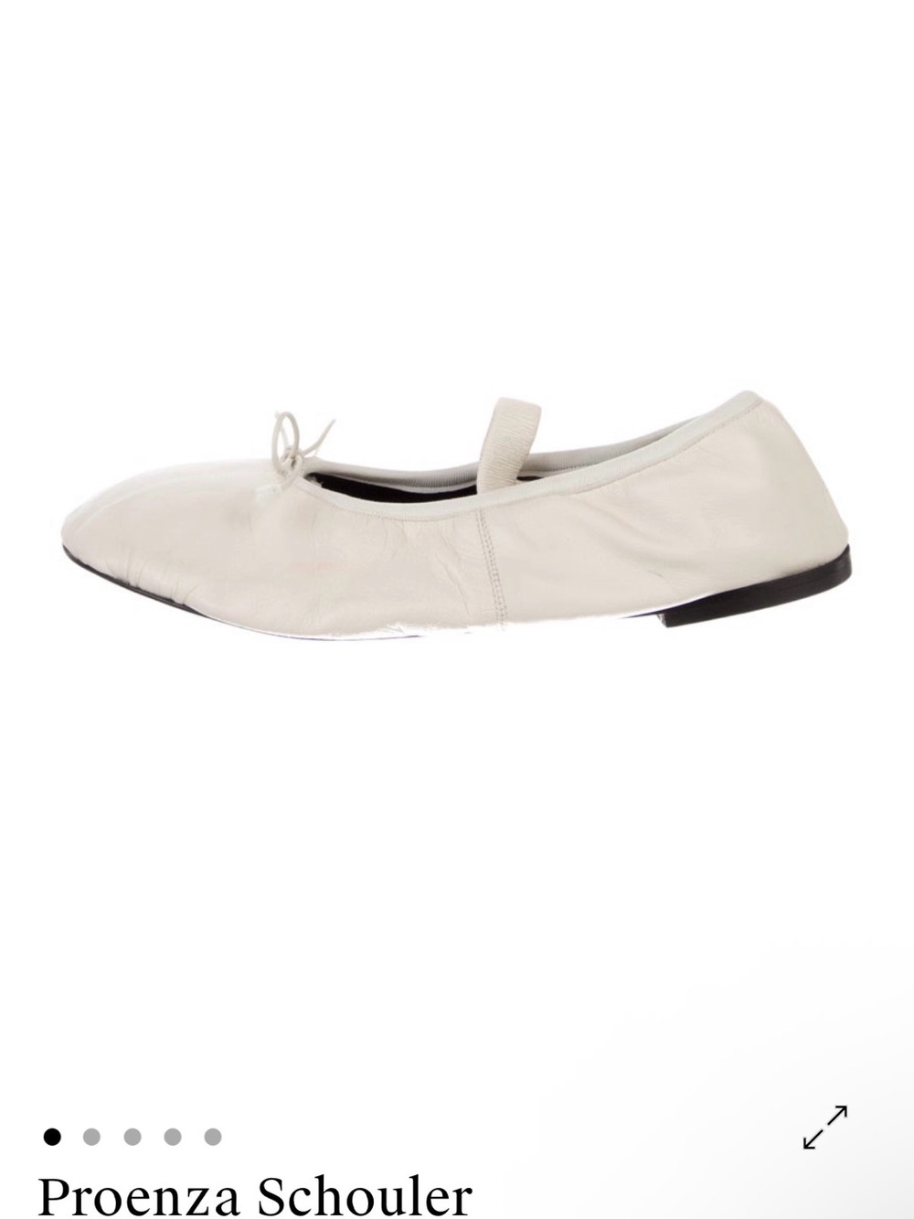 Proenza Schouler Cream Leather Ballet Flats with Black Soles